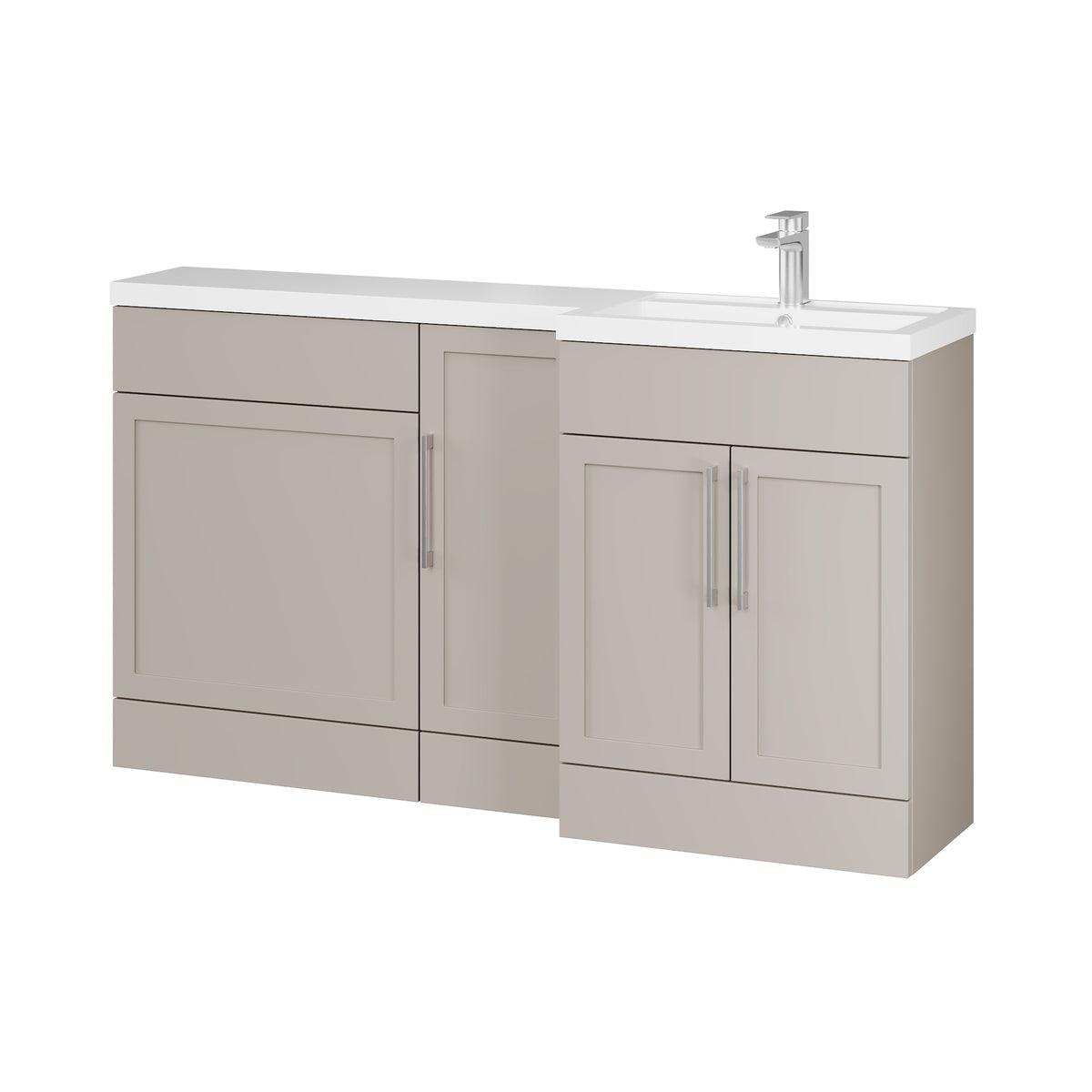 Fairford Union Style Shaker Matt Stone Grey 1500mm L Shape Right Hand Combination Pack