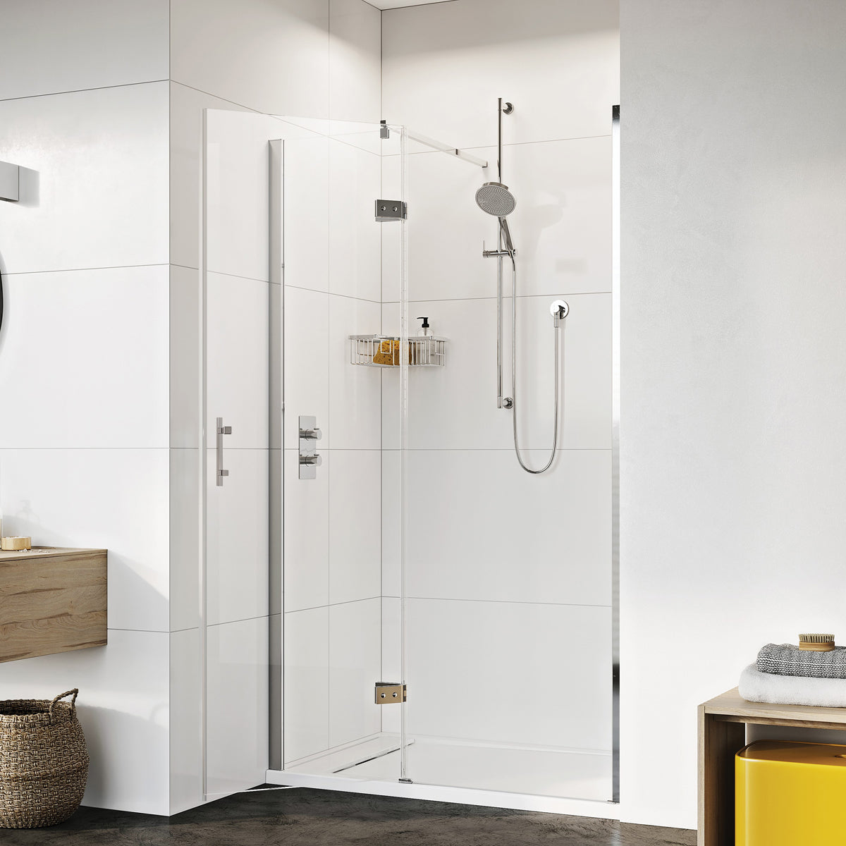 Fairford Pro 8 1200mm Frameless 8mm Hinged Shower Door with Inline Panel