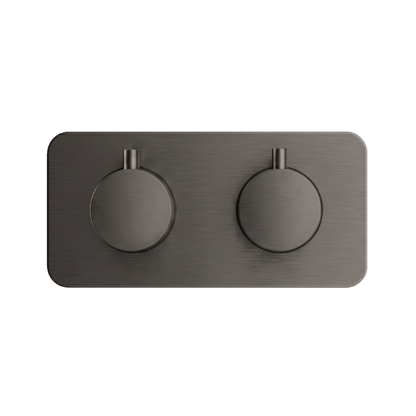 Fairford Element 7 Gunmetal Twin Shower Valve, 2 Outlet