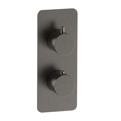 Fairford Element 7 Gunmetal Twin Shower Valve, 2 Outlet