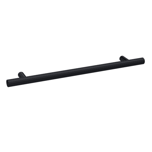 Knurled Bar Handle, Matt Black, 192mm Centres