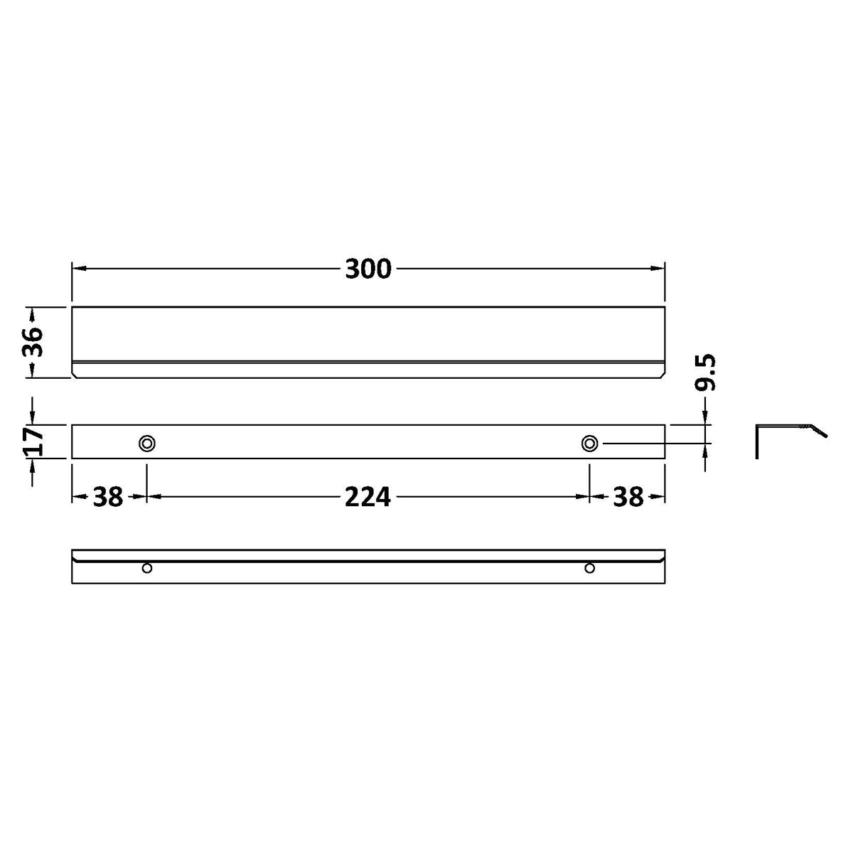 Fairford Brushed Brass 300mm Finger Pull Handle