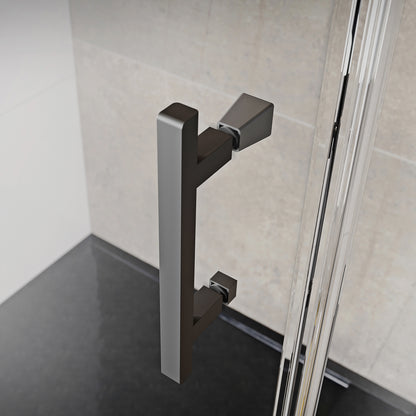 Fairford Pro 8 Black 1000mm Frameless 8mm Hinged Shower Door with Inline Panel