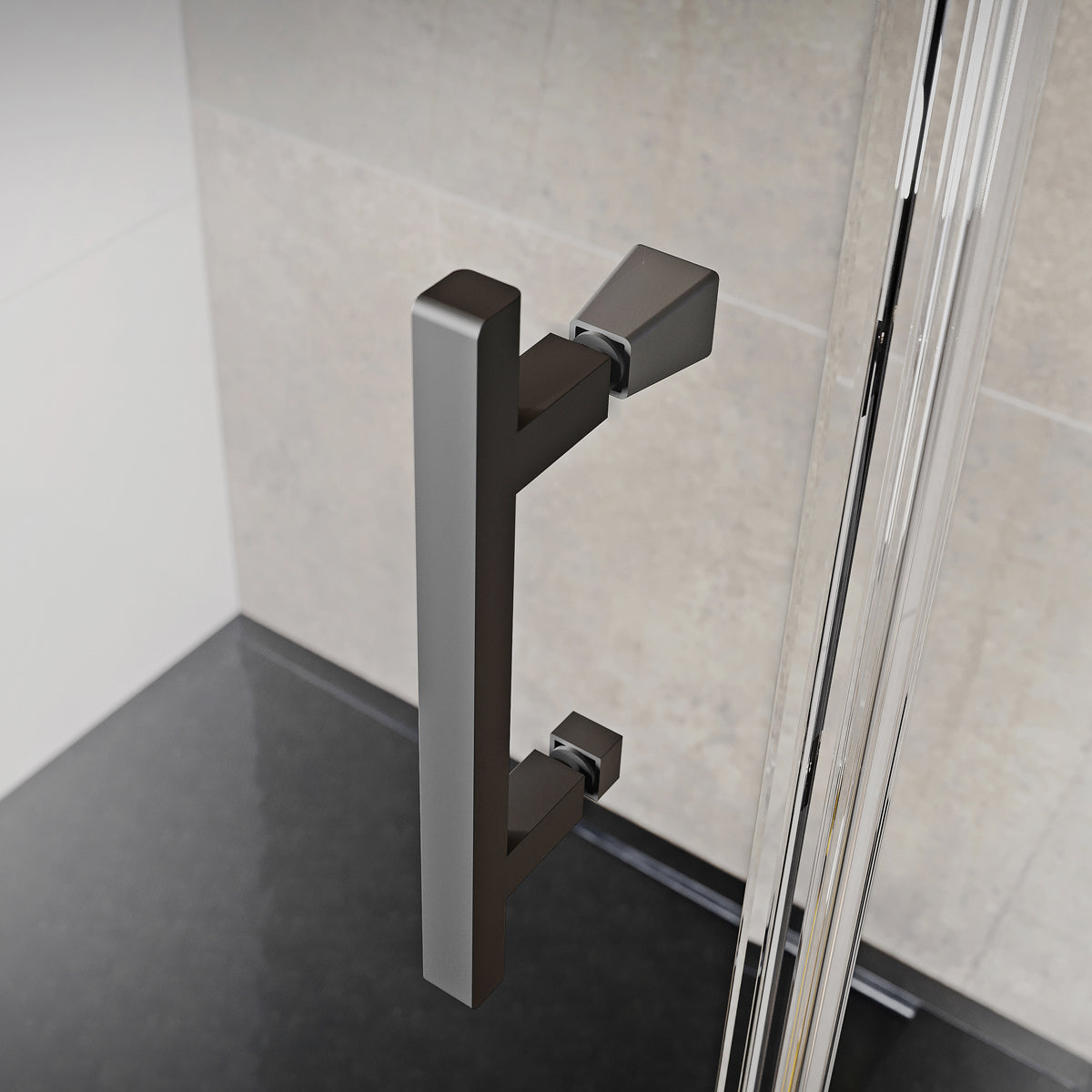 Fairford Pro 8 Black 1200mm Frameless 8mm Hinged Shower Door with Inline Panel