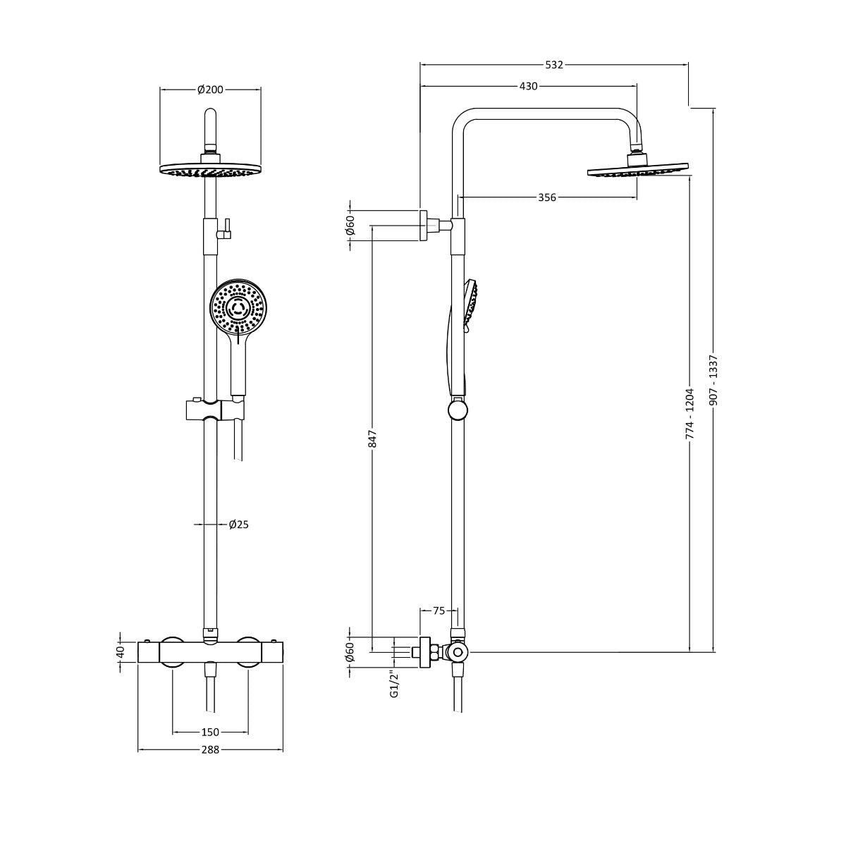 Fairford Element 10 Brushed Brass 2 Oulet Exposed Shower Kit