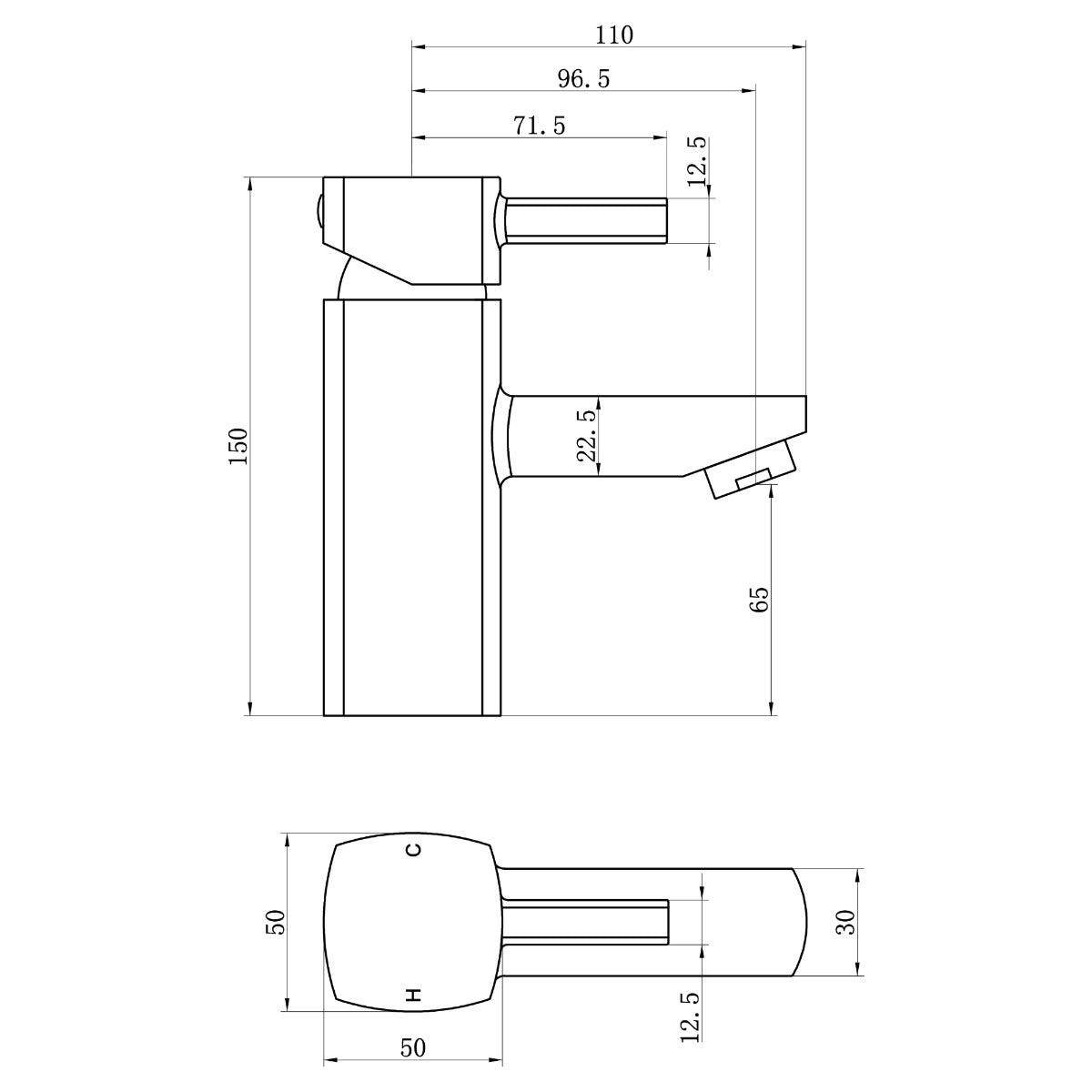 Fairford Kingswood Basin Mixer with Push Button Waste