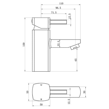 Fairford Kingswood Basin Mixer with Push Button Waste