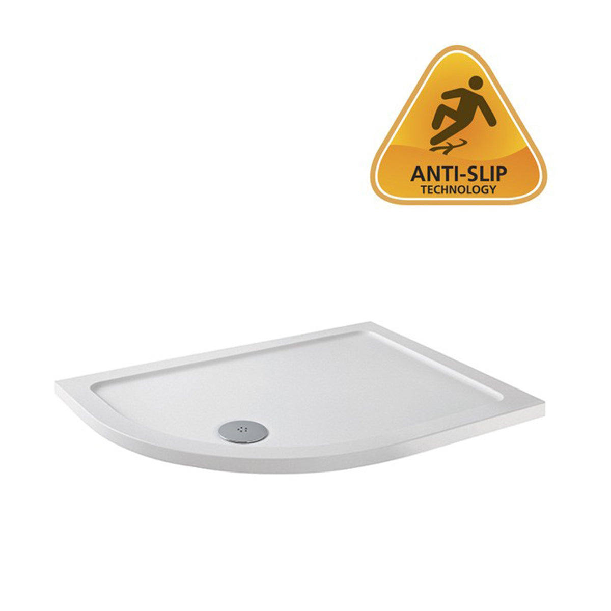 Dezine SolidStone 1000 x 800mm Antislip LH Offset Quadrant Shower Tray with Waste