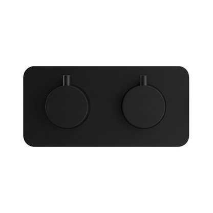 Fairford Element 7 Matt Black Twin Shower Valve, 2 Outlet