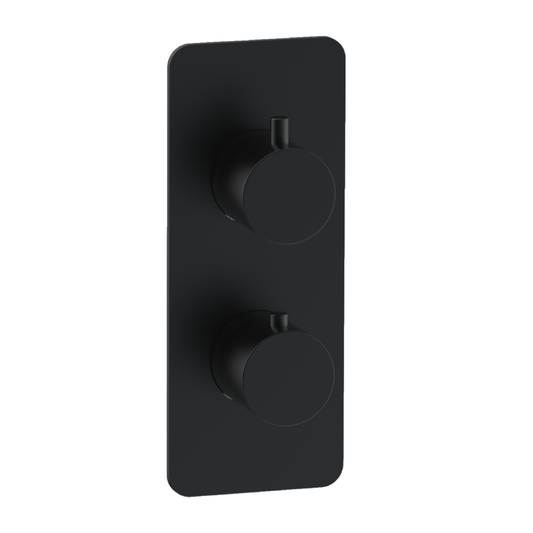 Fairford Element 7 Matt Black Twin Shower Valve, 2 Outlet