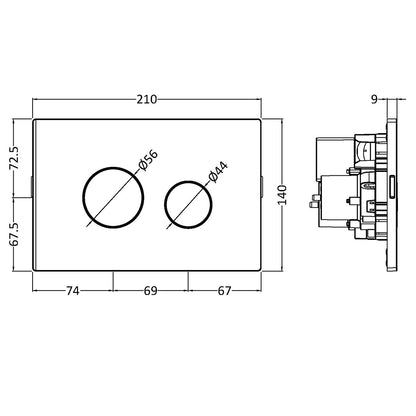 Fairford Matt Black Dual Flush Plate