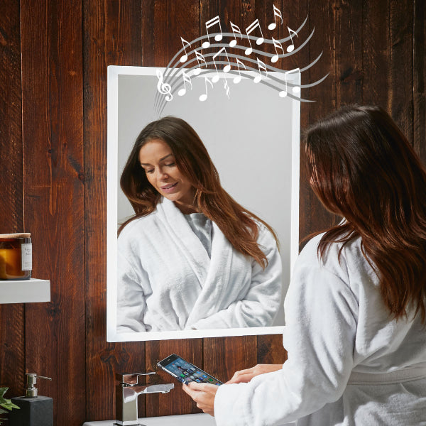 Fairford Mosca Led Mirror With Demister Pad And Shaver Socket And Bluetooth - 500mm X 700mm
