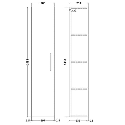 Fairford Aspri 2 300mm Light Gloss Grey Tall Unit