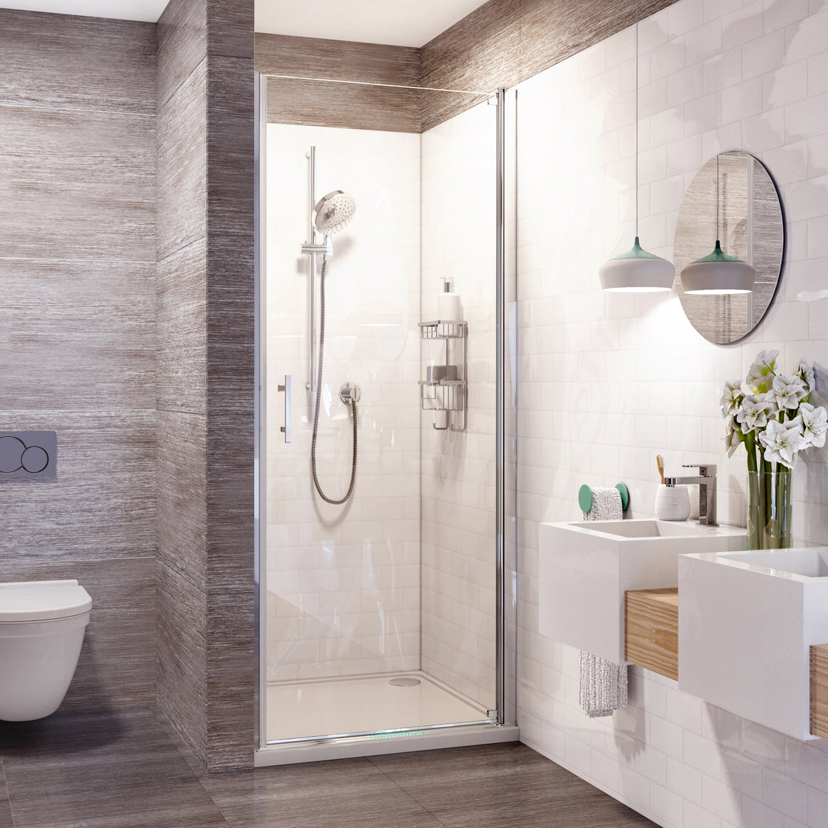Fairford Pro 8 760mm Frameless 8mm Pivot Shower Door
