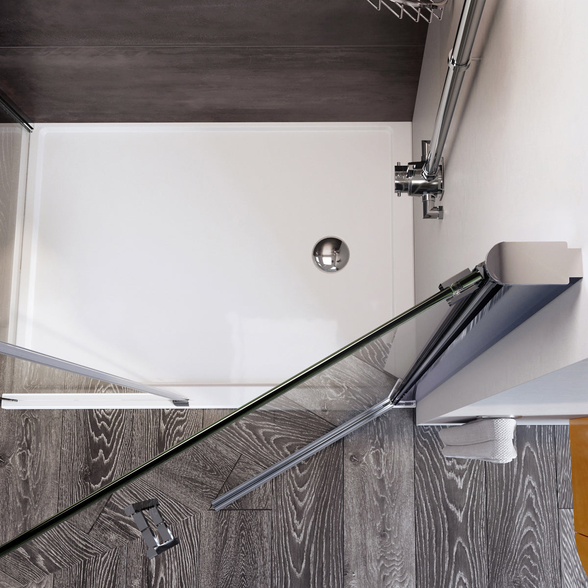 Fairford Pro 8 1000mm Frameless 8mm Pivot Shower Door with Inline Panel