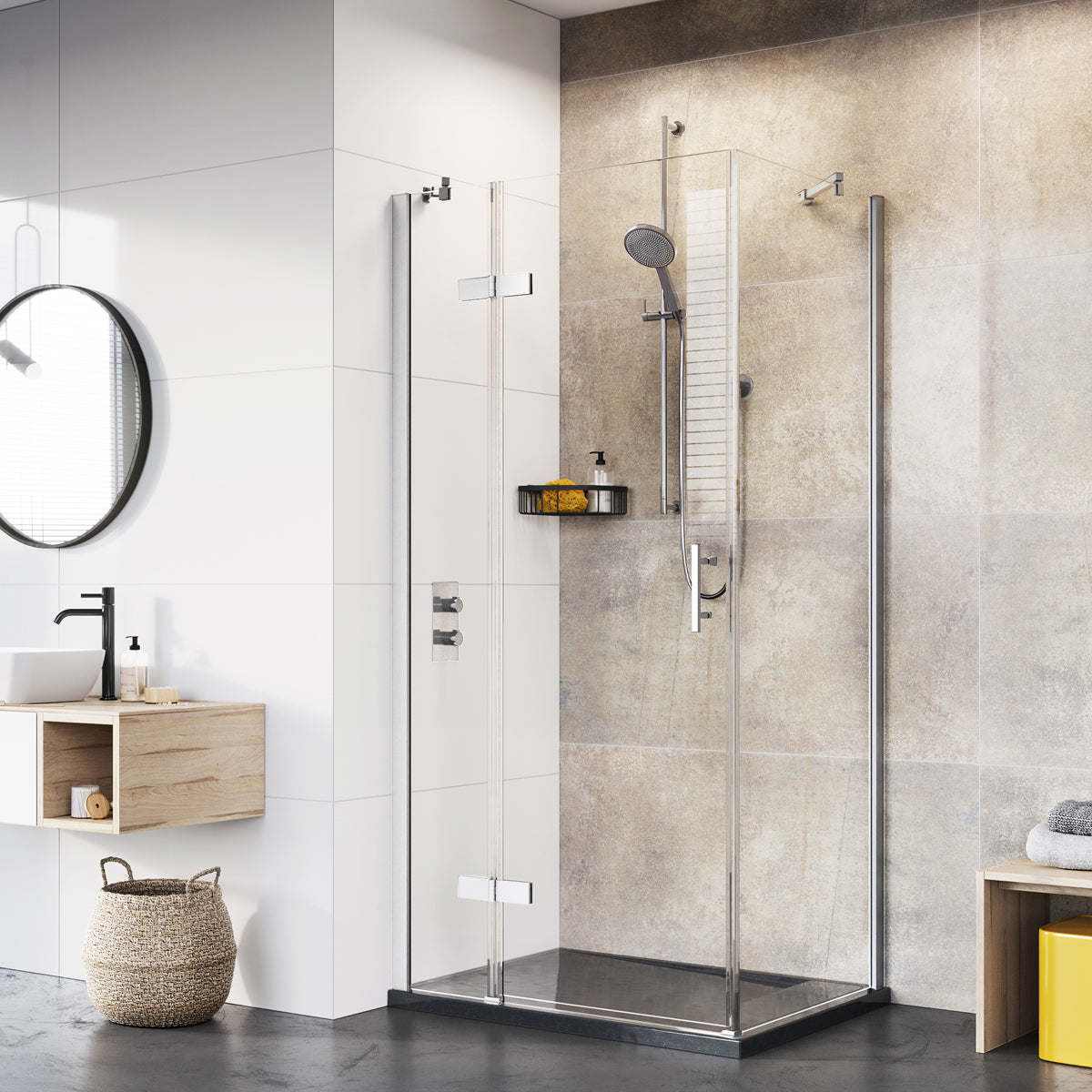 Fairford Pro 8 1000 x 800mm Frameless 8mm Hinged Shower Door Enclosure with Side Panel