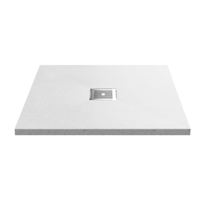 Fairford Square White Slate Shower Tray, Center Waste-800mm x 800mm