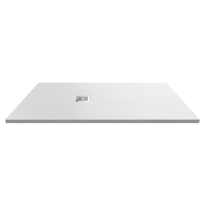 Fairford Rectangular White Slate Shower Tray, Center Waste-1600mm x 900mm