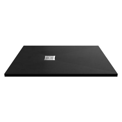 Fairford Rectangular Black Slate Shower Tray, Center Waste-1200mm x 900mm