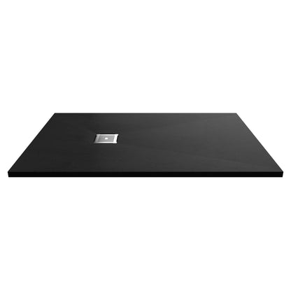 Fairford Rectangular Black Slate Shower Tray, Center Waste-1400mm x 900mm