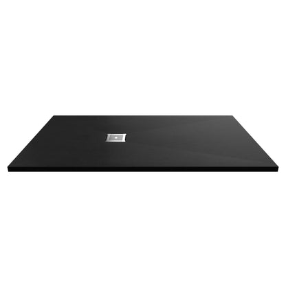 Fairford Rectangular Black Slate Shower Tray, Center Waste-1600mm x 900mm