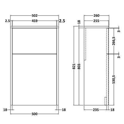 Fairford Anika 500mm Graphite Woodgrain WC Unit