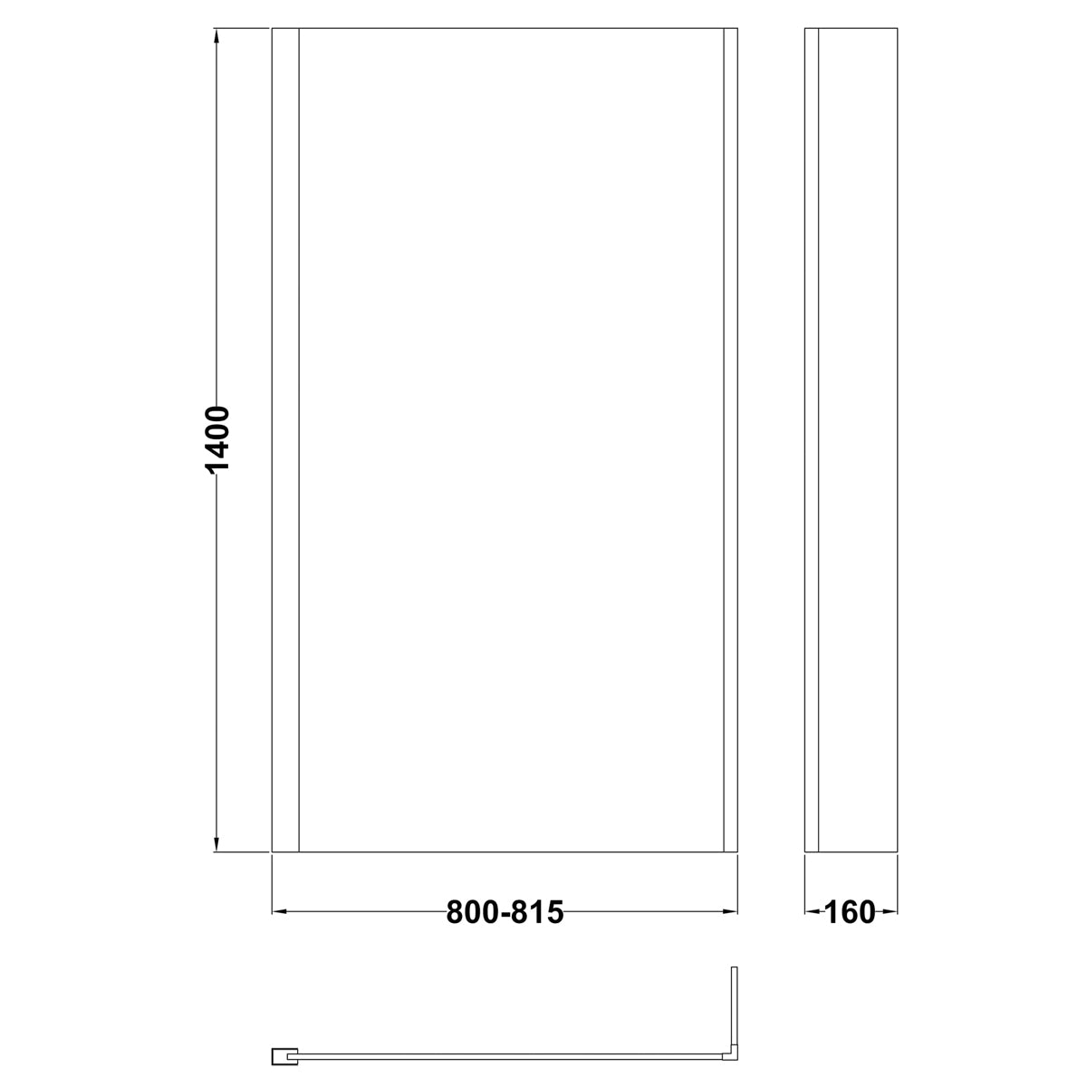 Fairford 6mm Brushed Brass L Shape Shower Bath Screen with Fixed Return