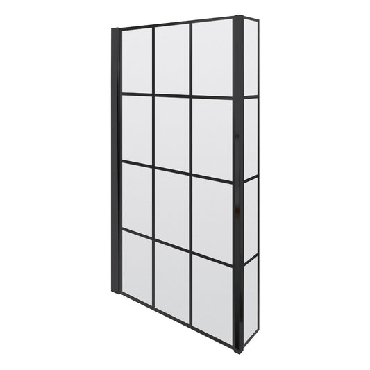 Fairford 6mm L Shaped Shower Bath Screen, Matt Black Framed