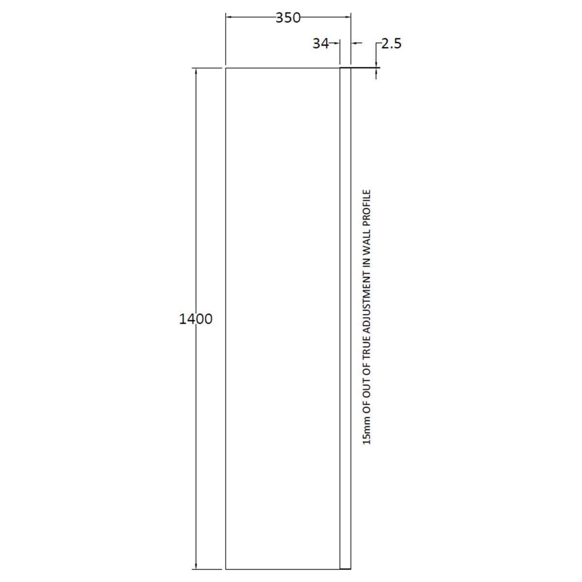 Fairford 6mm 350mm Straight Fixed Shower Bath Screen