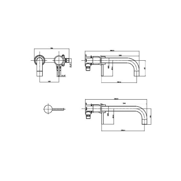 Fairford Element 7 Chrome Wall Mounted Basin Mixer