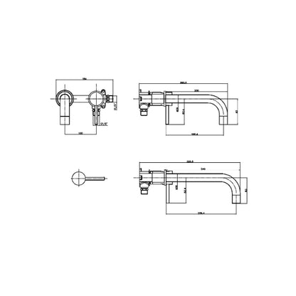 Fairford Element 7 Brushed Brass Wall Mounted Basin Mixer