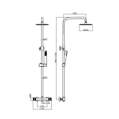 Fairford Element 7 Brushed Brass Exposed Shower Kit
