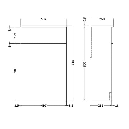 Fairford Aspri 2 500mm Anthracite WC Unit