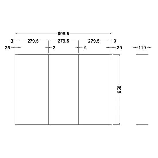 Fairford Ella 650 x 900mm 3 Door Cabinet