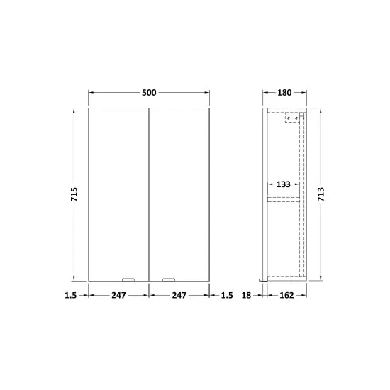 Fairford Union 500mm White Gloss Double Door Wall Cabinet