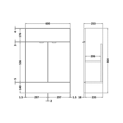 Fairford Union 600mm Bleached Oak Slimline Vanity Unit