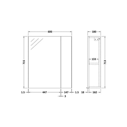 Fairford Union 600mm Bleached Oak Single Door Mirror Unit