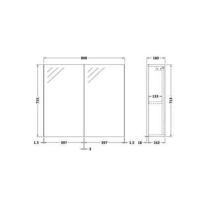 Fairford Union 800mm Bleached Oak Double Door Mirror Unit