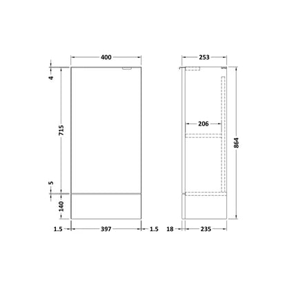 Fairford Union 400mm Bleached Oak Slimline Base Unit