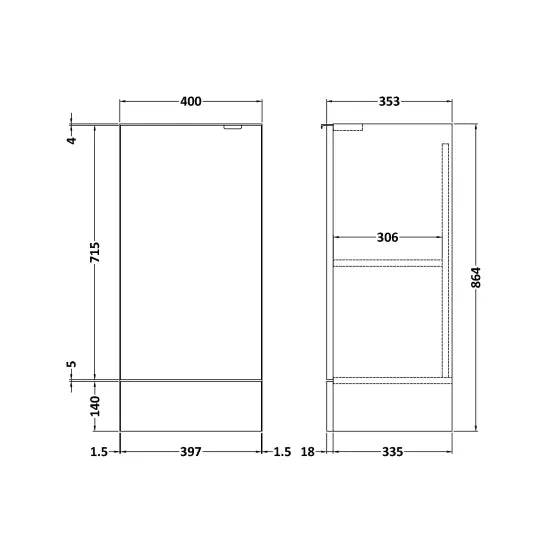 Fairford Union 300mm Anthracite Full Depth Basin Unit