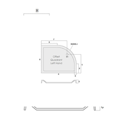 Fairford 1200 x 800mm Antislip RH Offset Quadrant Shower Tray