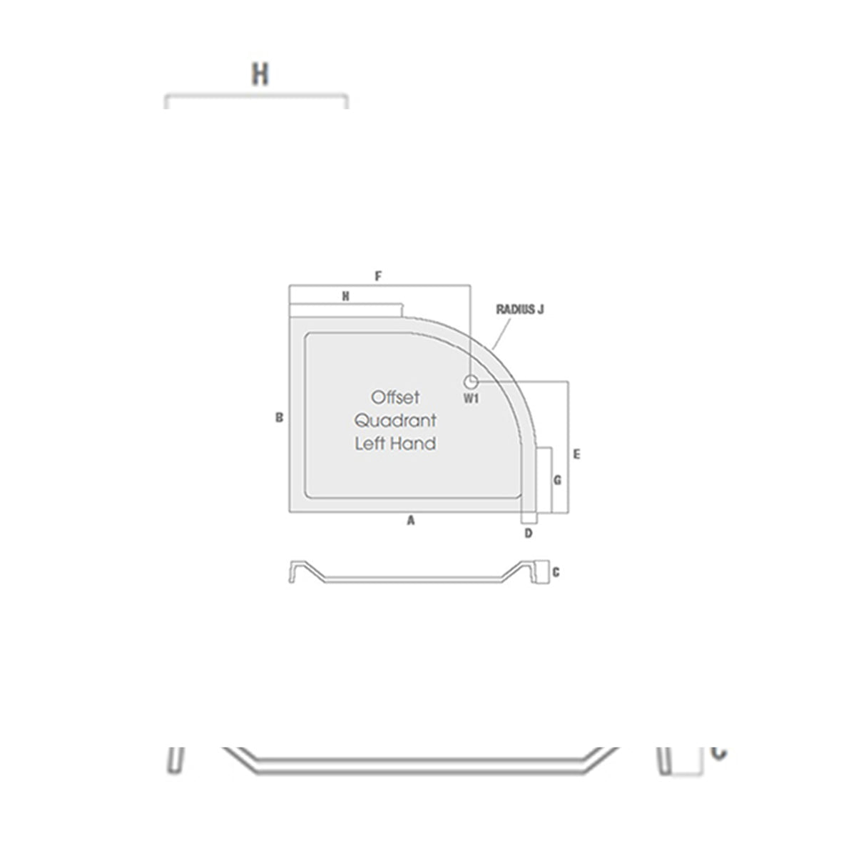 Fairford 900 x 800mm Offset Quadrant, LH Shower Tray