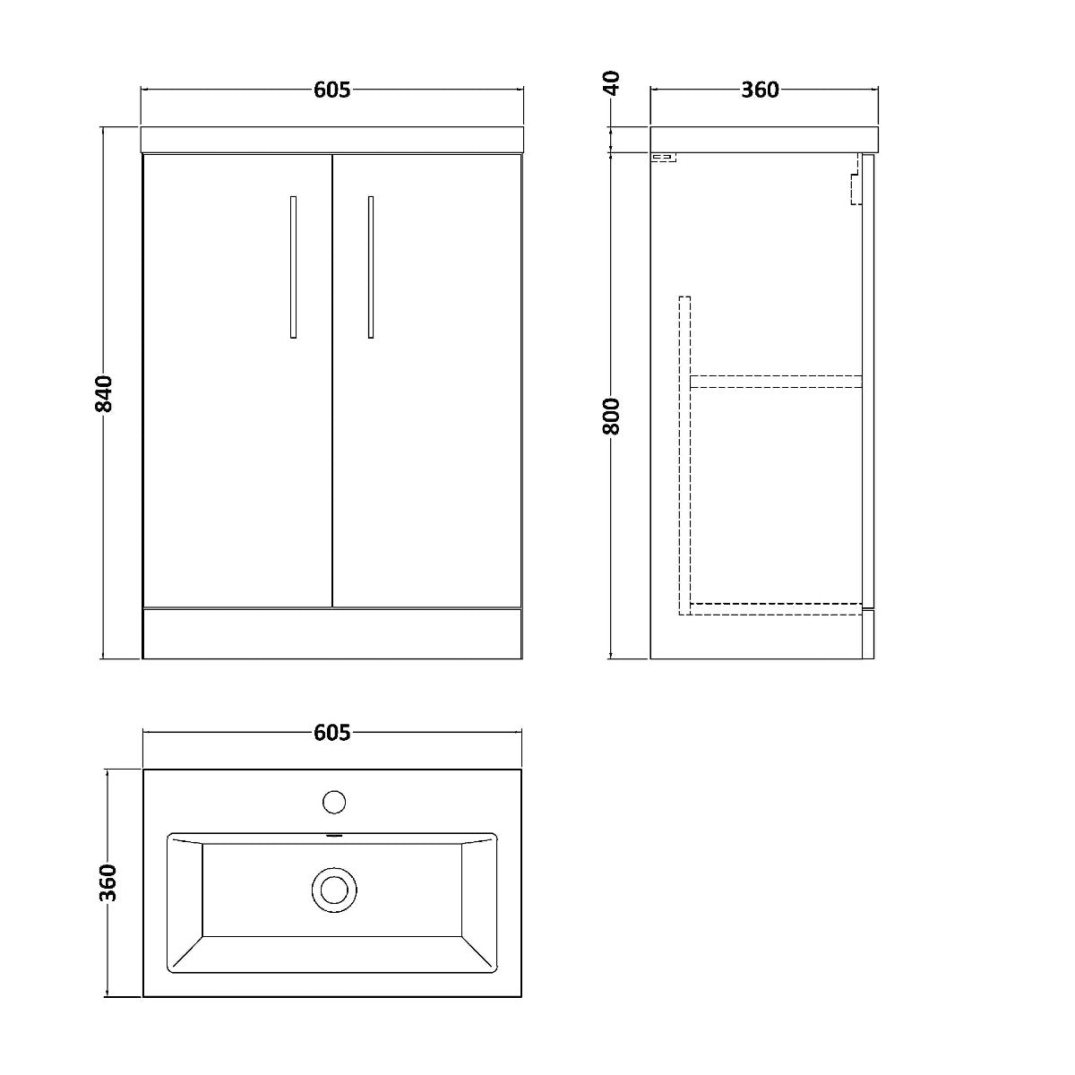 Fairford Aspri 600mm Anthracite 2 Door Floor Standing Vanity Unit