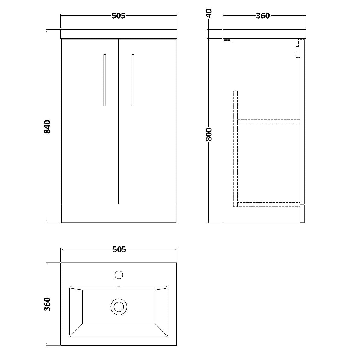 Fairford Aspri 500mm Satin Green 2 Door Floor Standing Vanity Unit