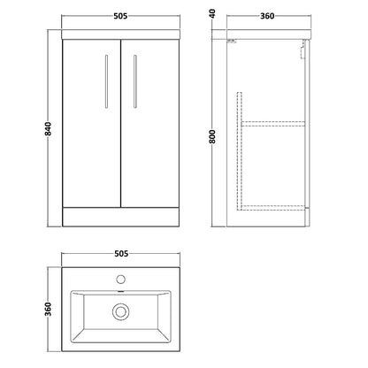 Fairford Aspri 500mm Satin Green 2 Door Floor Standing Vanity Unit