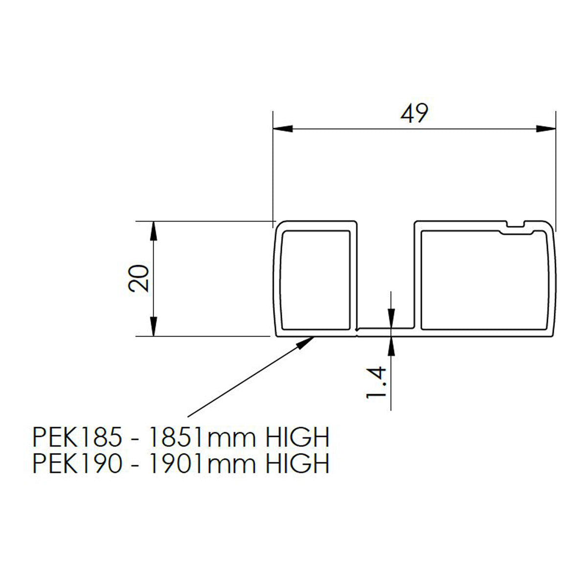 Fairford Matt Black Extension Profile for 8mm Shower Doors