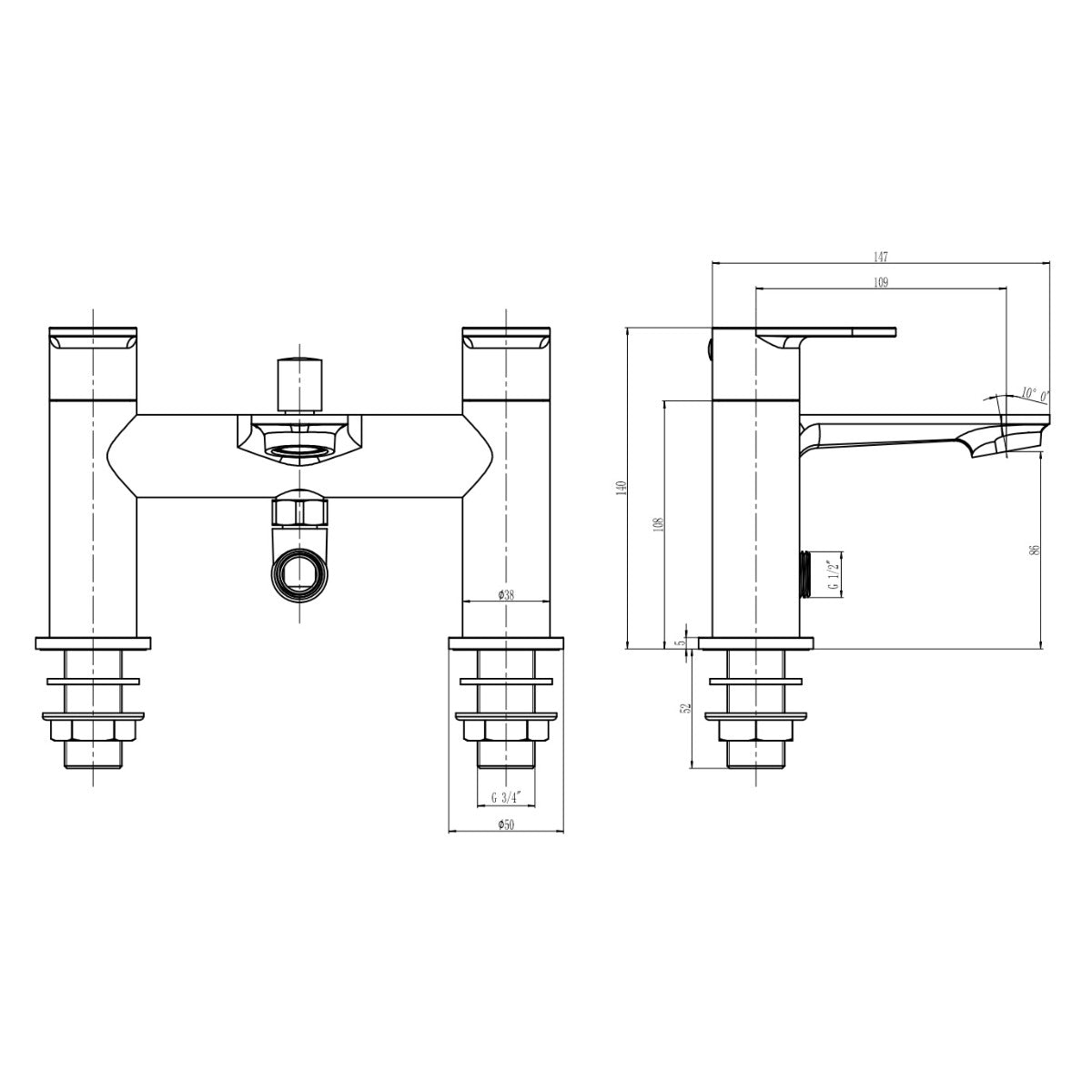 Rivato Tiber Bath Shower Mixer