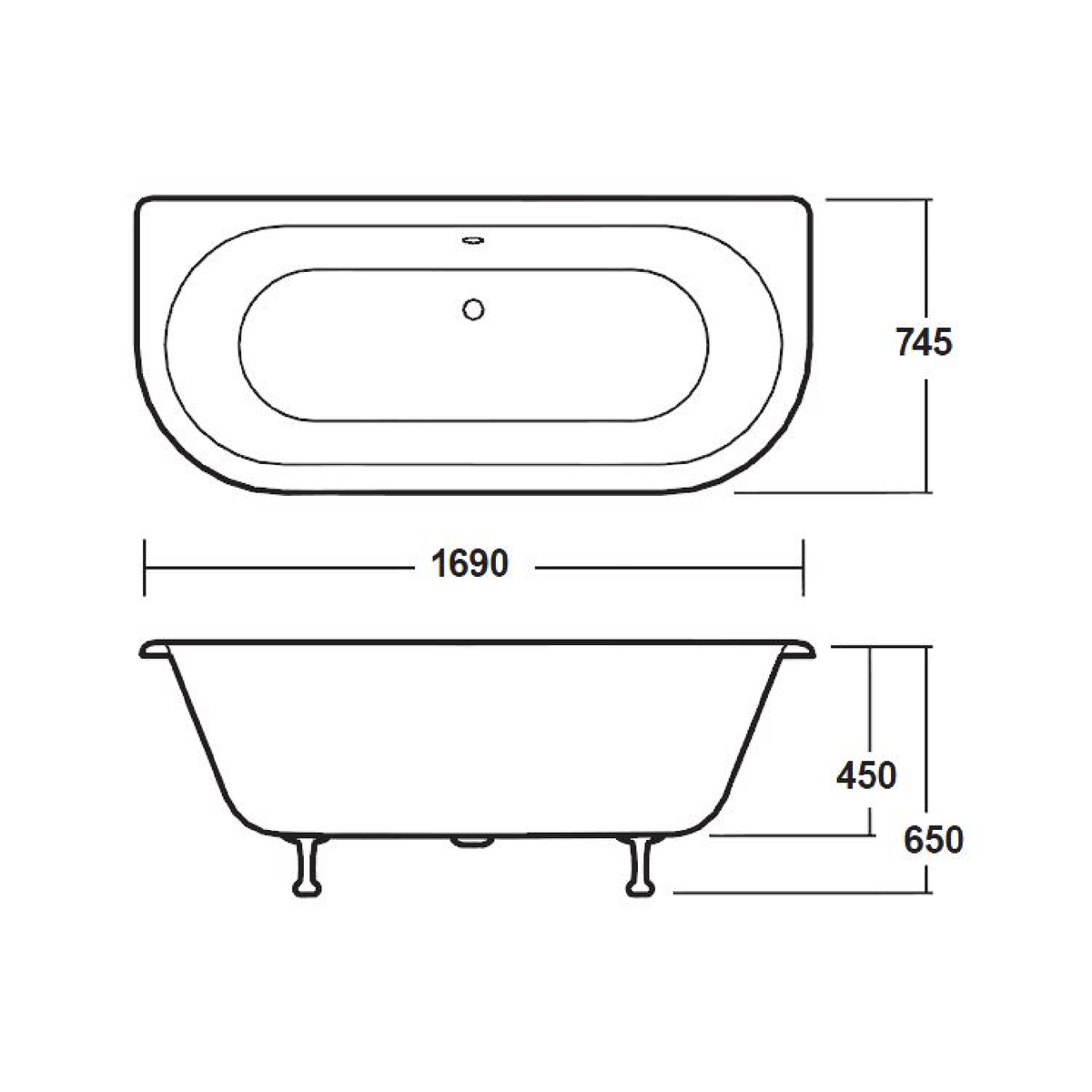 Fairford Warkworth 1700mm Freestanding Baths - Various Feet Options-Pride Feet