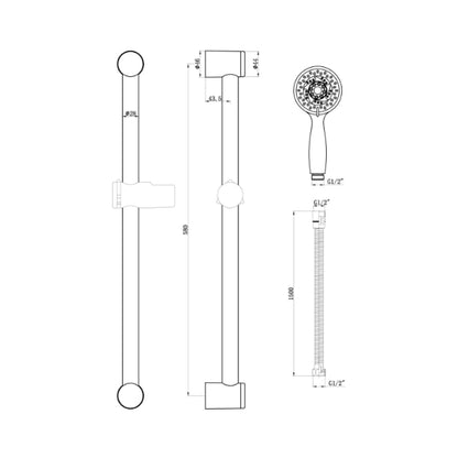 Fairford Round Riser Rail Kit - Chrome