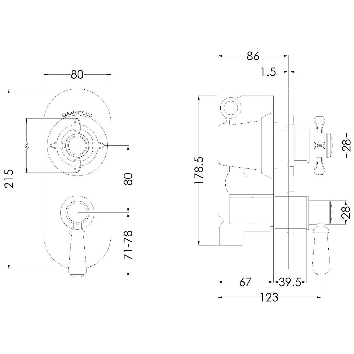 Fairford Tamber Concealed Twin Shower Valve, 1 Outlet